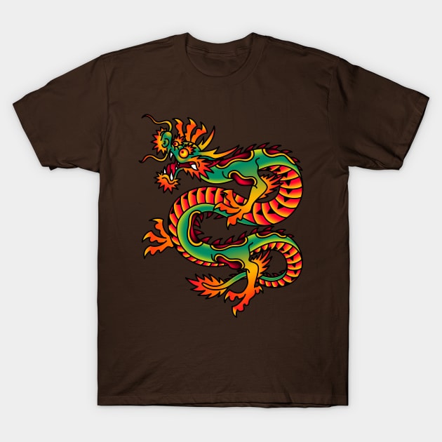 OldSalt American Japanese Traditional Dragon T-Shirt by OldSalt